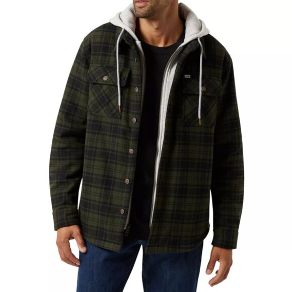 NWT Lee Sherpa Lined Bonded Flannel Hooded Shirt Jacket Men's size M - Picture 1 of 7